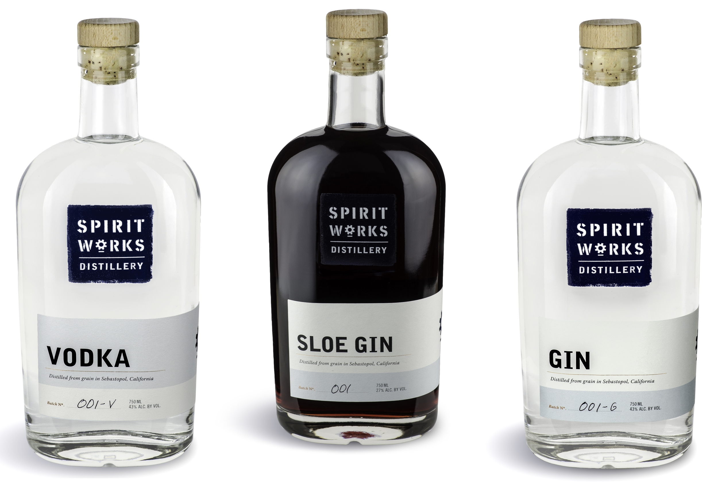 Spirit Works Vodka, Sloe Gin & Gin