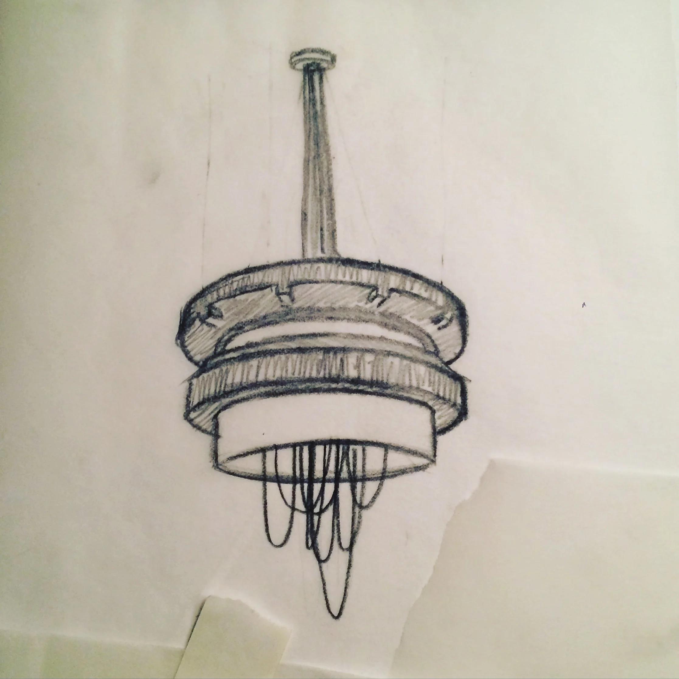 PITTSBURGH WOODEN IRON FORM CHANDELIER