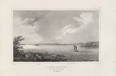 De Sainson's painting of Green Island and the channel at Oyster Harbour