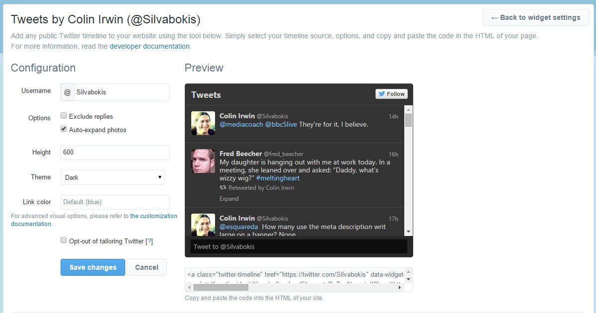 How to embed a Twitter Widget into a Squarespace website
