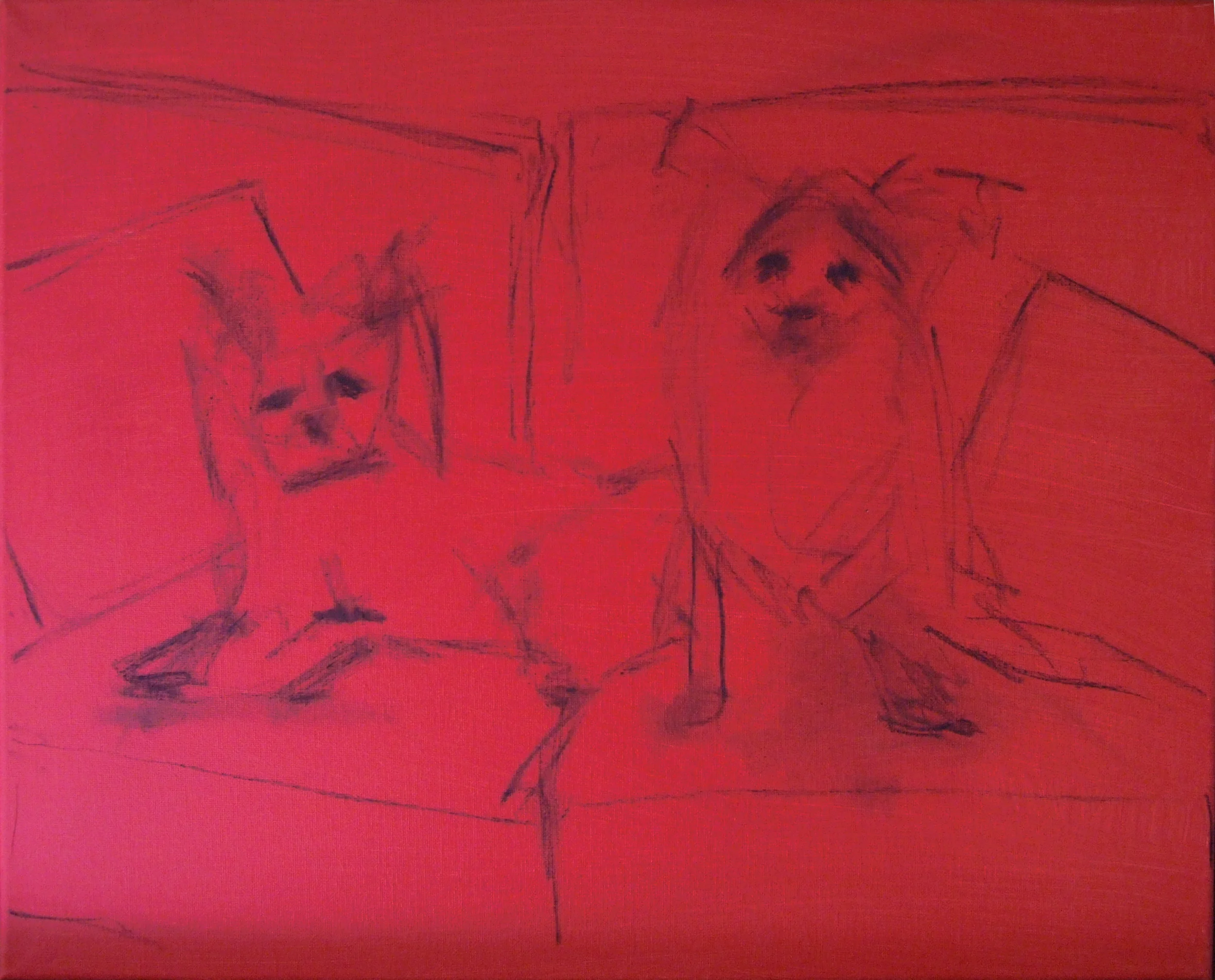 Initial sketch, tinted gesso and charcoal