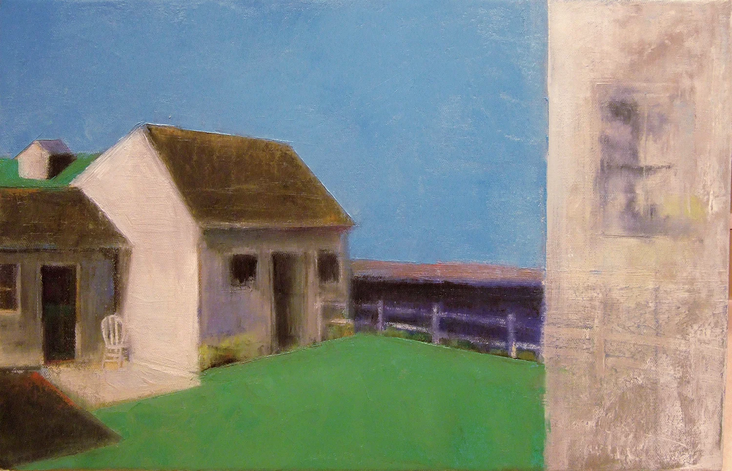 I find this very interesting, and I may try something similar to this as a finished painting later. But I couldn't leave it. The tiny ghost window on the right bothered me. One thing led to another...