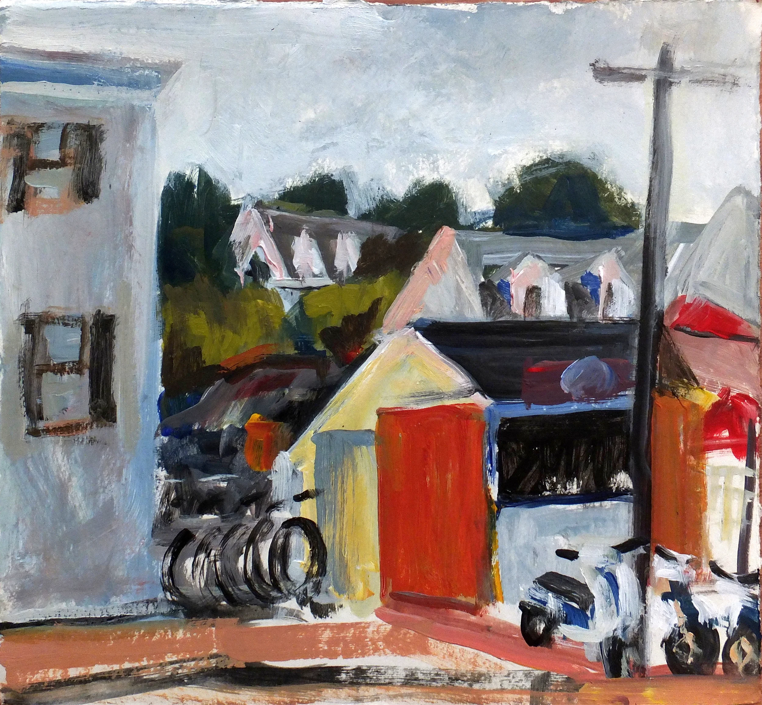 acrylic on prepared paper 8 x 8 1/2"