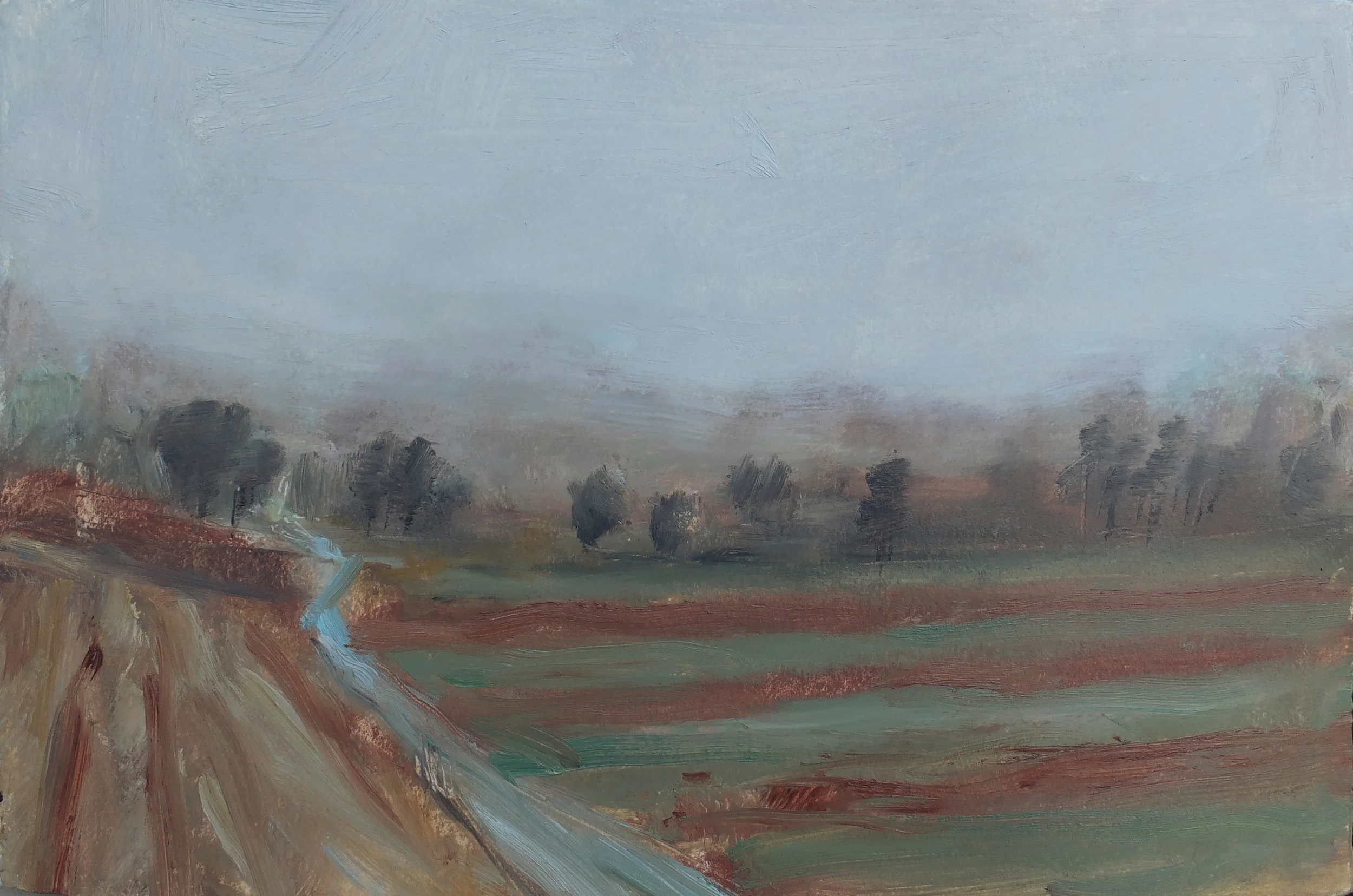 oil/paper 7 1/2 x 11" Clear Spring Road 2016