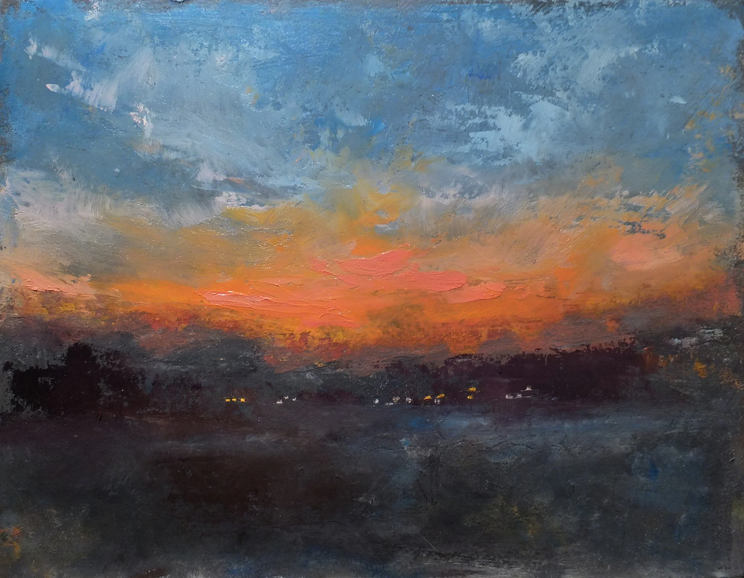 Melting Snow oil on matte board 8 1/4 x 11"