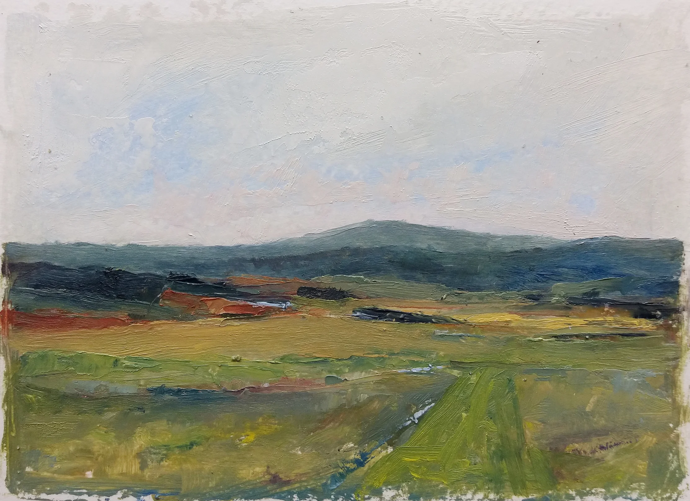 oil/paper 5 1/2 x 7 1/2" Clear Spring Road 2017