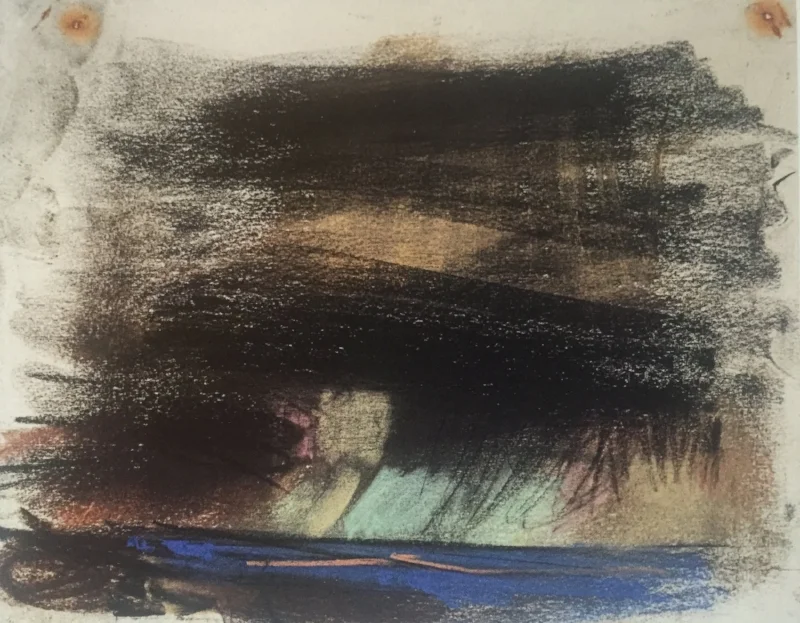 Black Sky with Blue Sea,, c. 1962-63, pastel on paper, 7 7/8 x 10", by Joan Eardley Scottish National Gallery of Modern Art