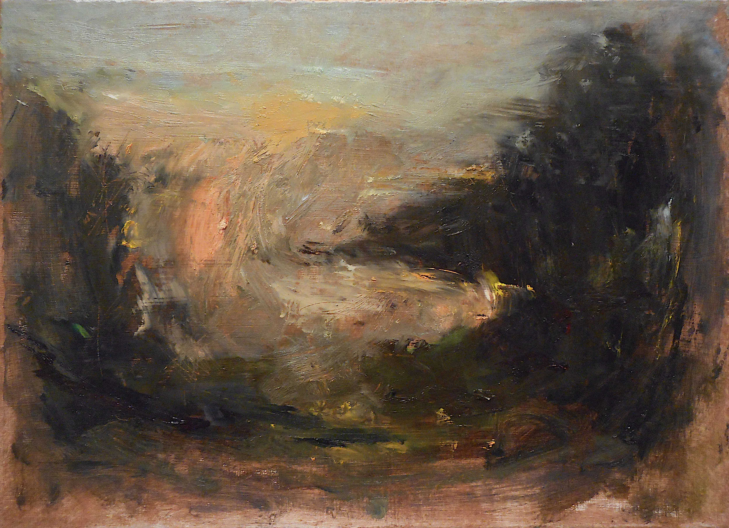 oil/paper/panel 9x12” memory of the view from the shack