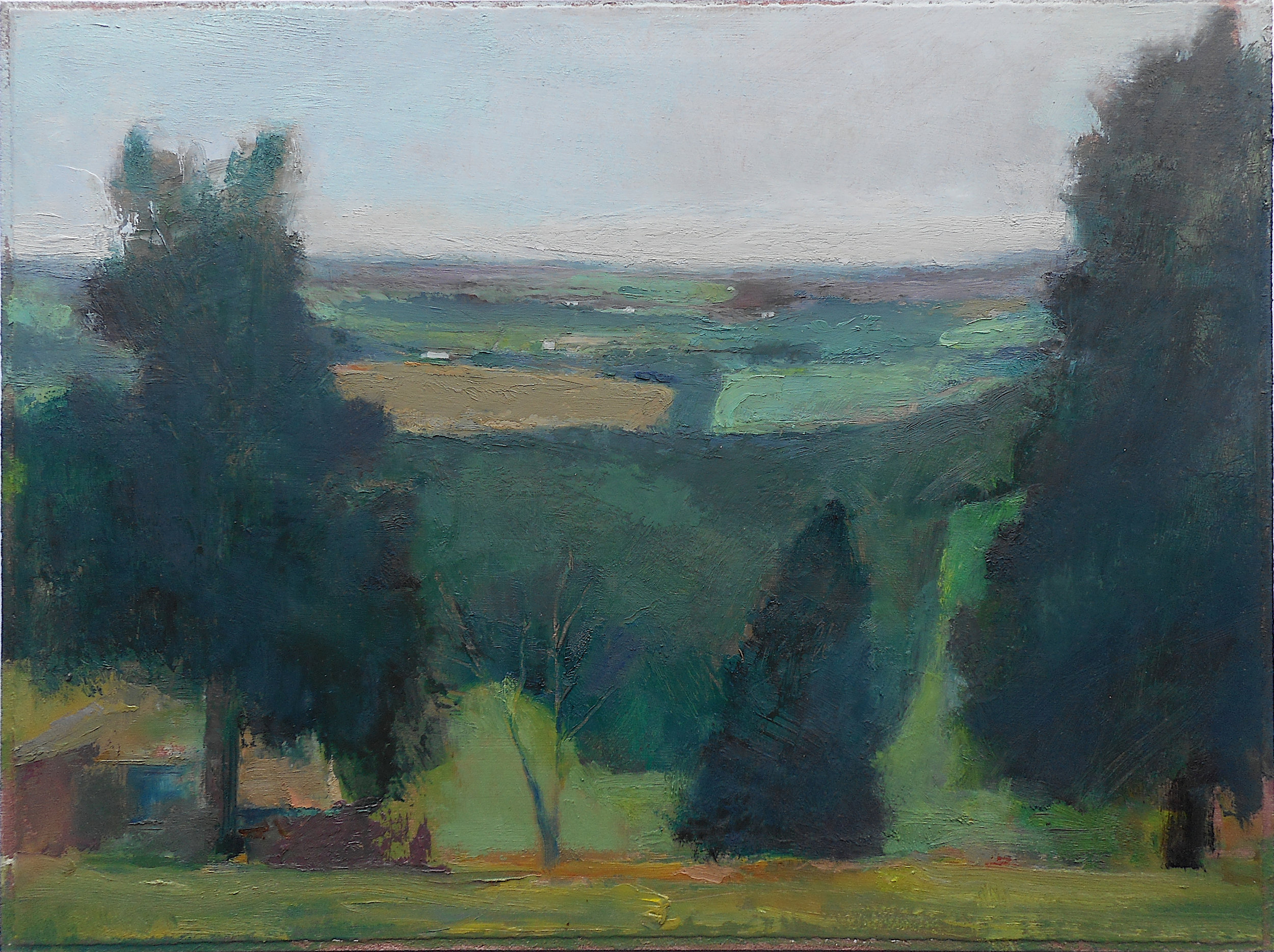 9x12 oil/paper/panel at Samuel Lewis State Park, painting with friends on a cloudy, misty, raw day