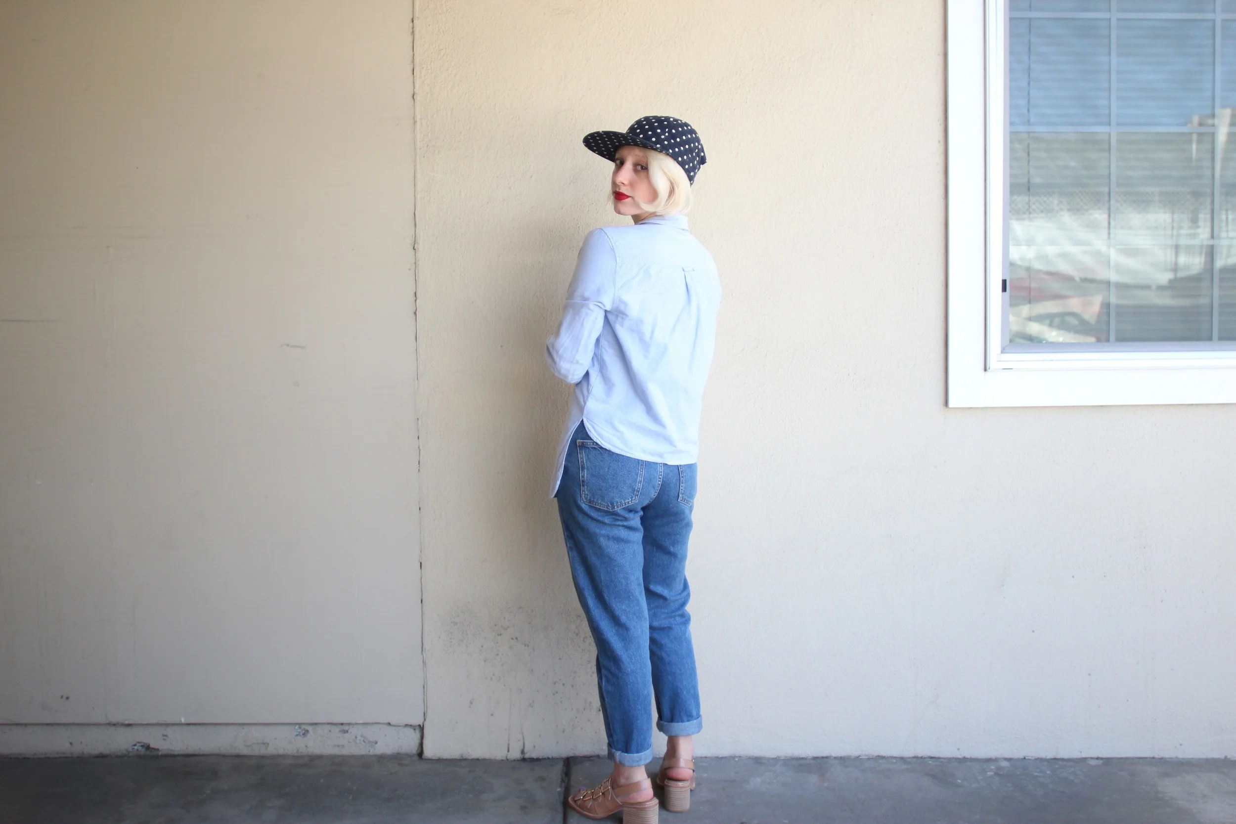 Top: H&M, Jeans: Topshop "Mom Jean" , Hat: Fair Ends via The Podolls , Shoes: F-Troupe