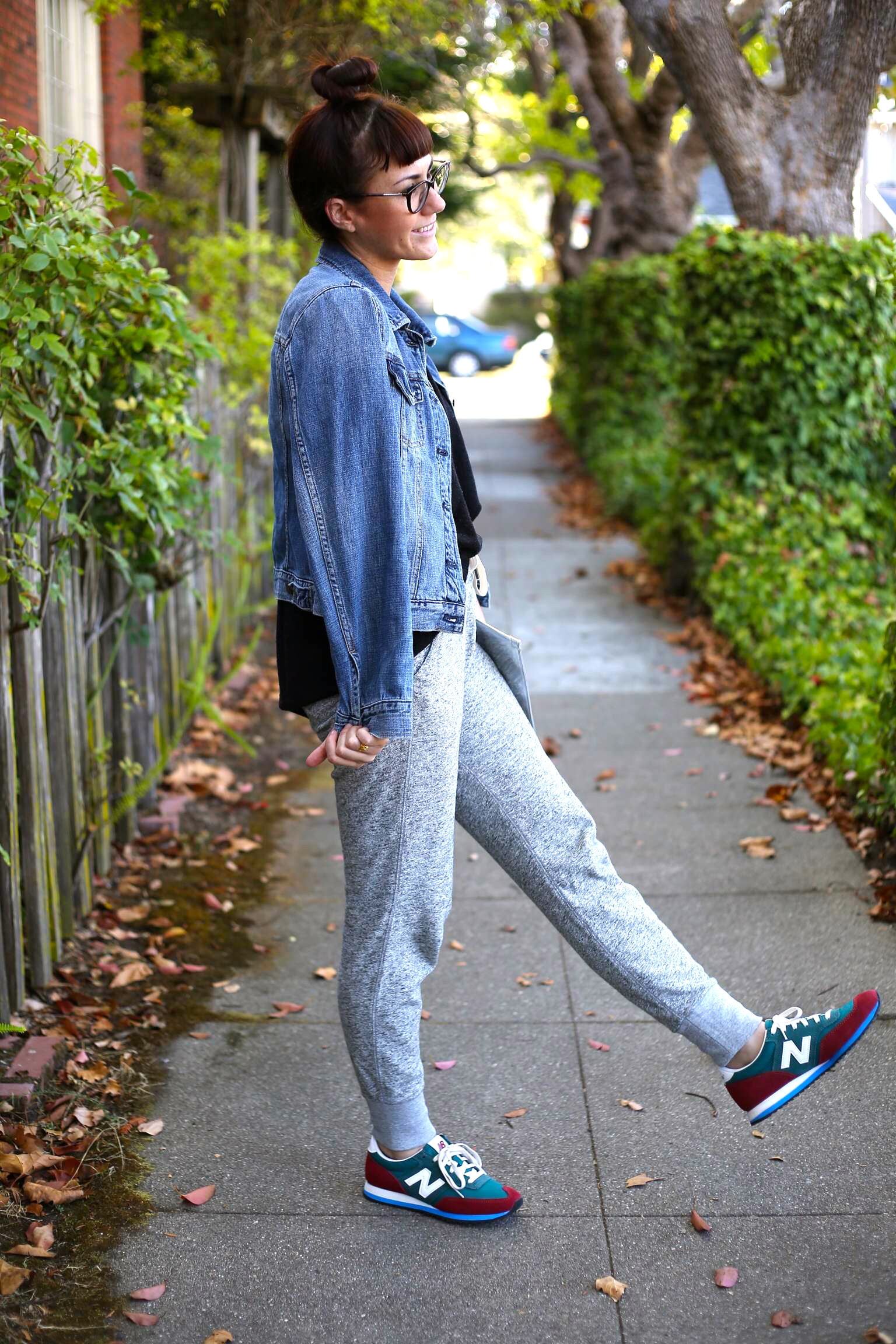 Sweater: Jigsaw London (Now on SUPER SALE); Jacket & Sweats: J.Crew; Sneakers: New Balance, J.Crew ; Clutch: H&M