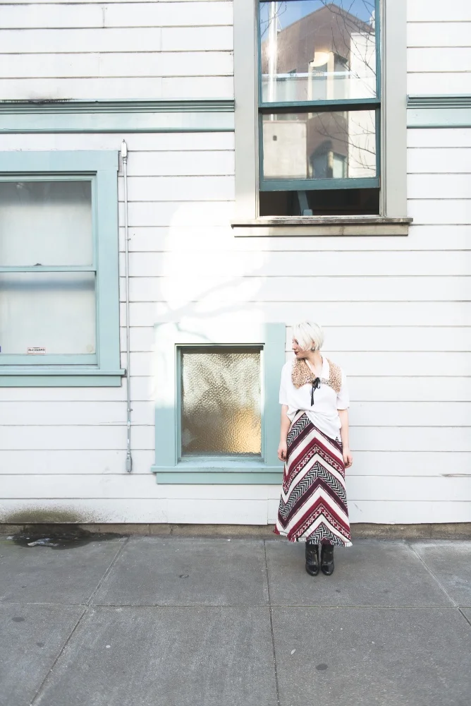 Blouse: Equipment, Epaulette: The Podolls, Skirt: Zara, Socks: Philippe Matignon, Booties: Marc Jacobs