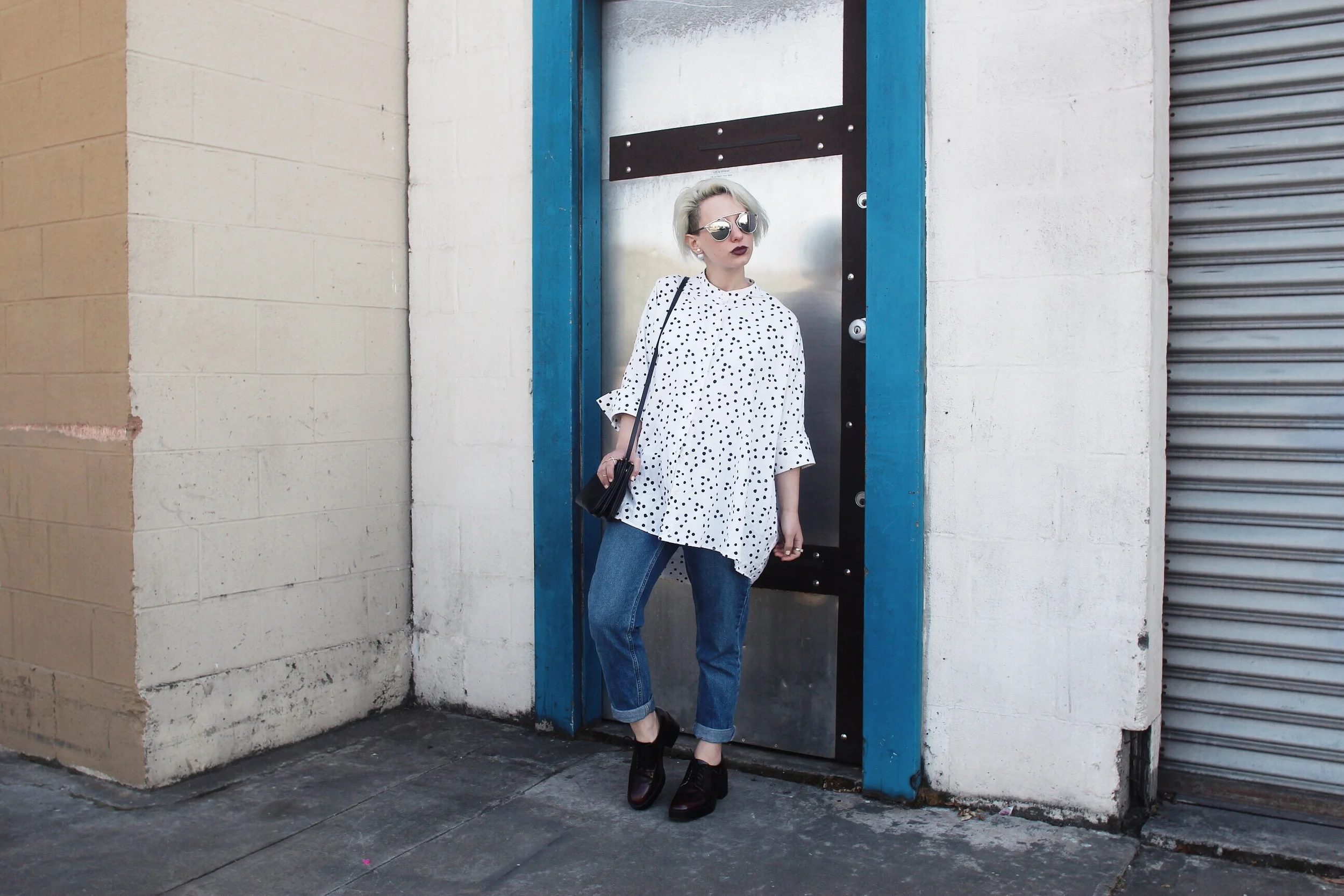 Tunic: The Podolls , Jeans: Topshop , Shoes: Zara, Bag: Celine, Sunglasses & Earrings: Dior