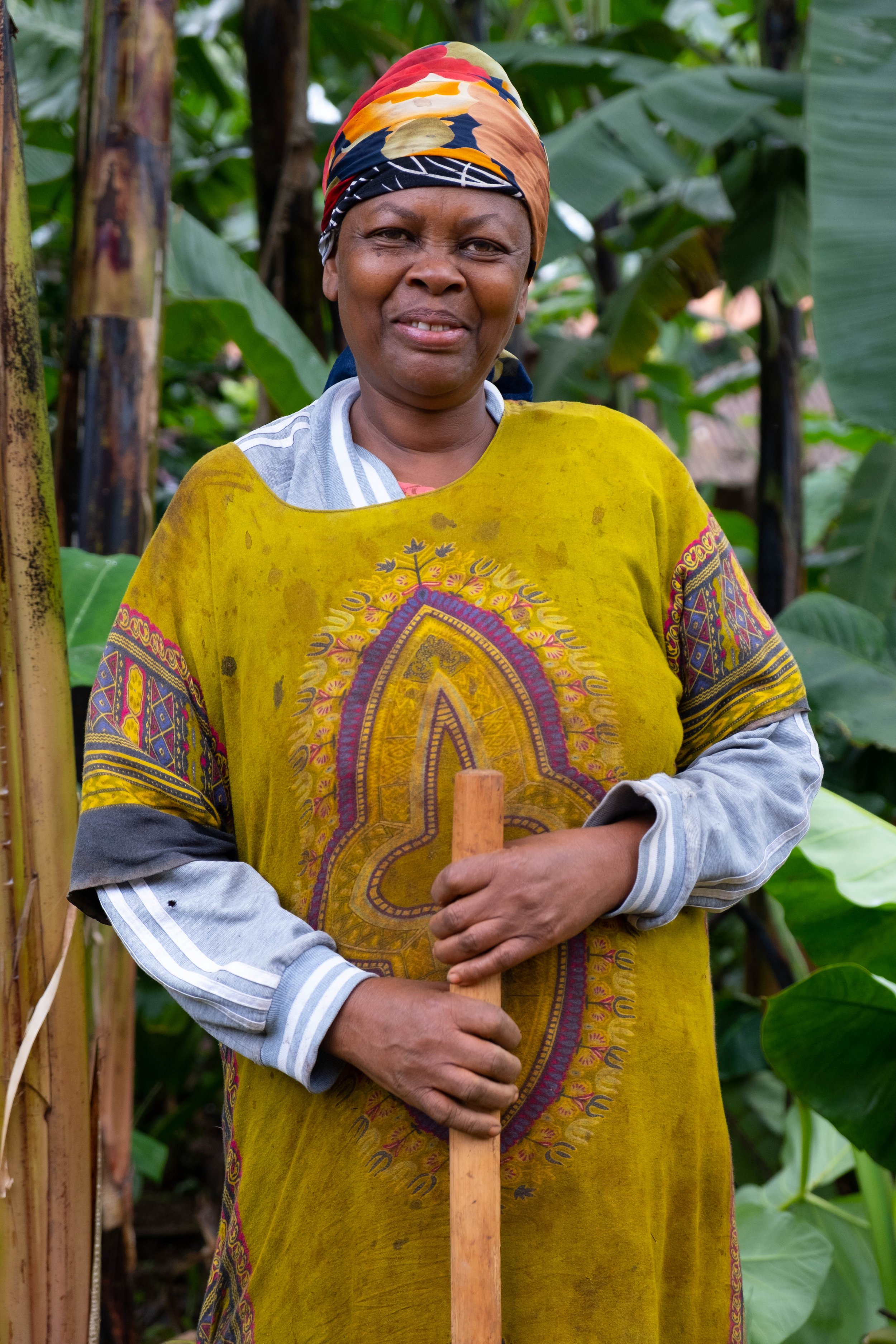  Segolena Ernest Njau, age 59, she has been working in coffee production for 29 years. Materuni Village, Tanzania.  June, 2023. 