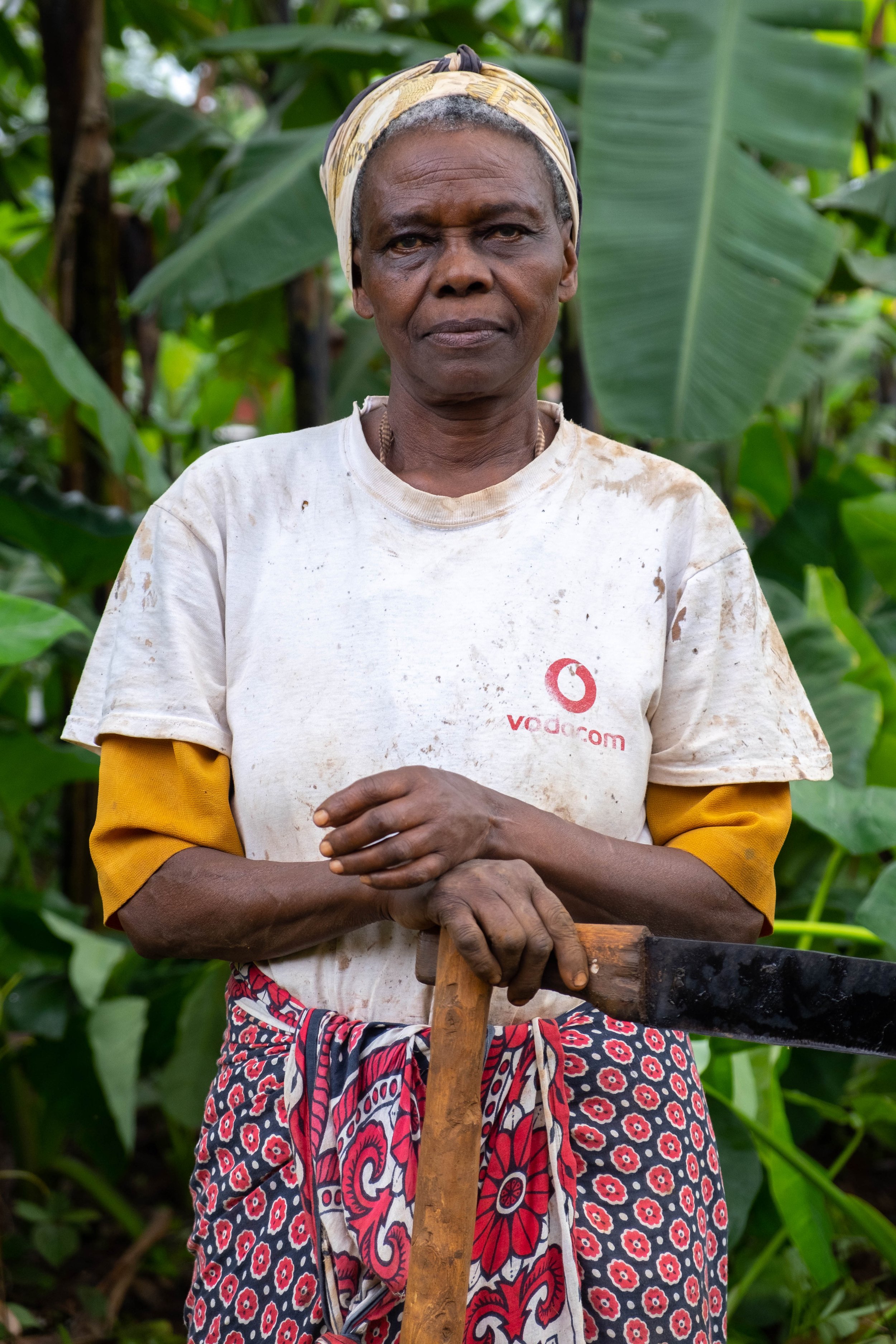  Beatha Raphael Njau, age 72, she has been working in coffee production for 50 years. Materuni Village, Tanzania.  June, 2023. 
