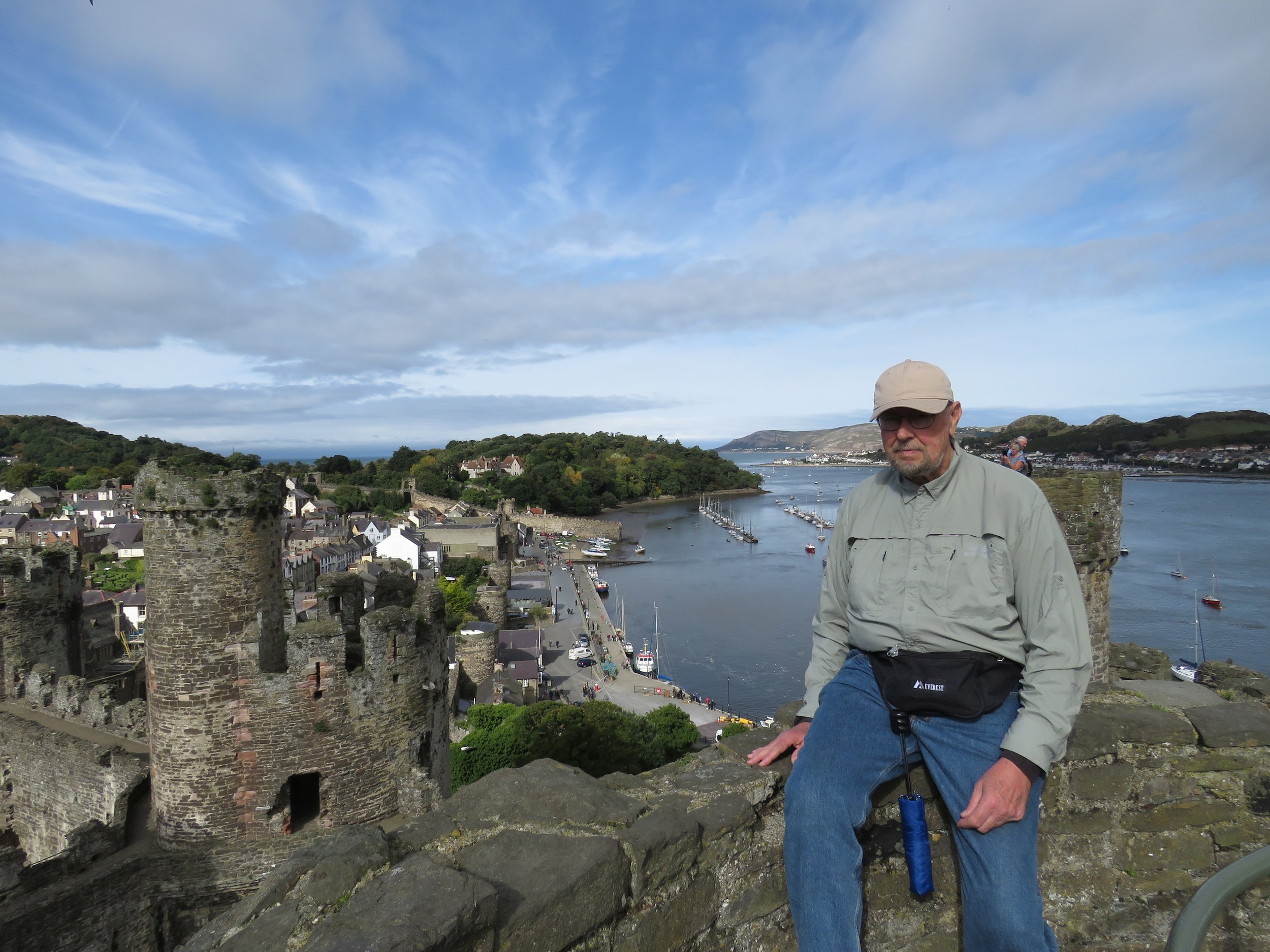Ed on a tower wall overlooking the harbor