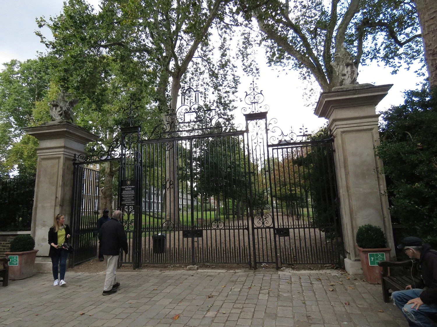 Entrance to Gray's Inn Garden. Public is allowed entry at midday. Lovely urban oases.