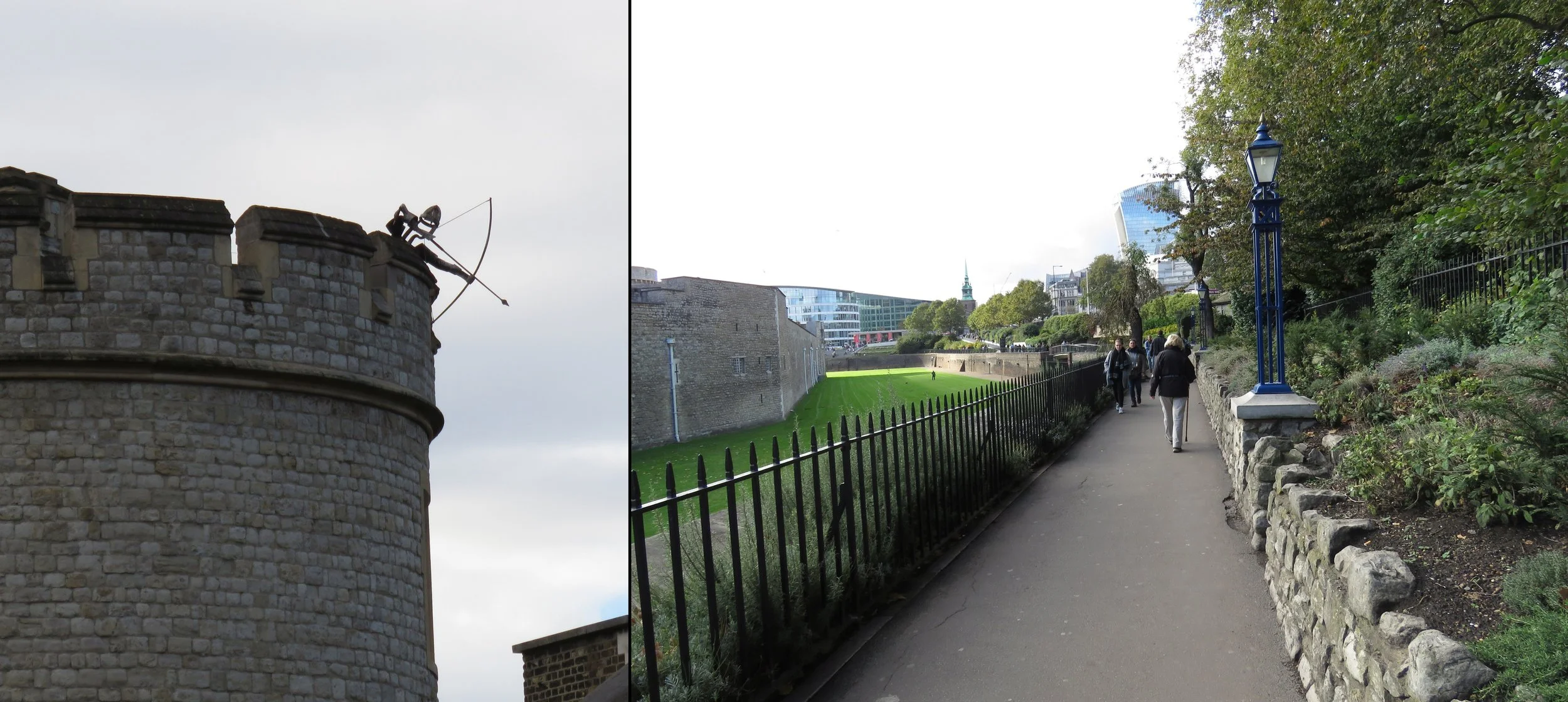 Beware the archer as you approach the Tower; walking alongside the old moat.