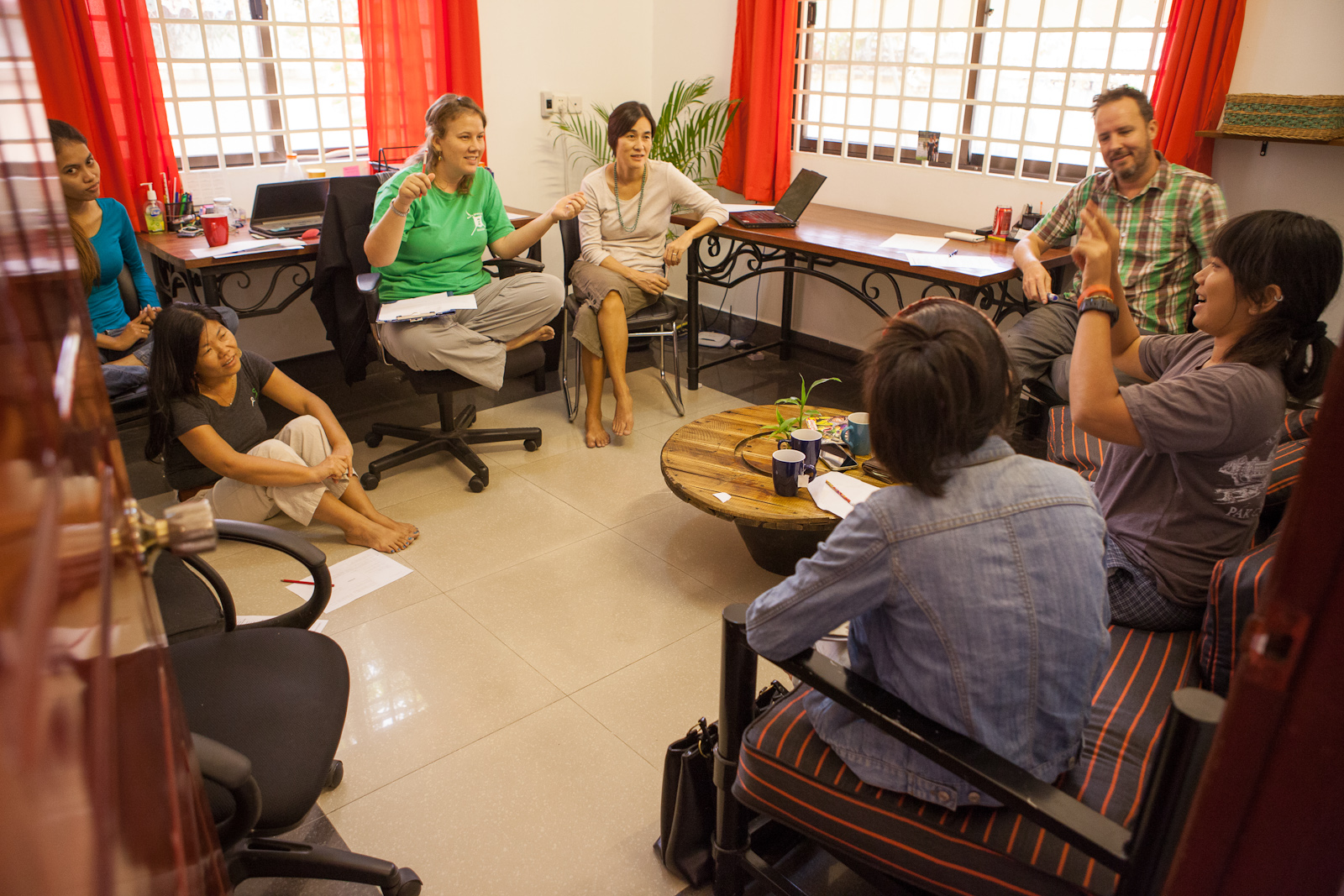A recent story-telling circle in progress ... crafting a story on the topic of Fearlessness.