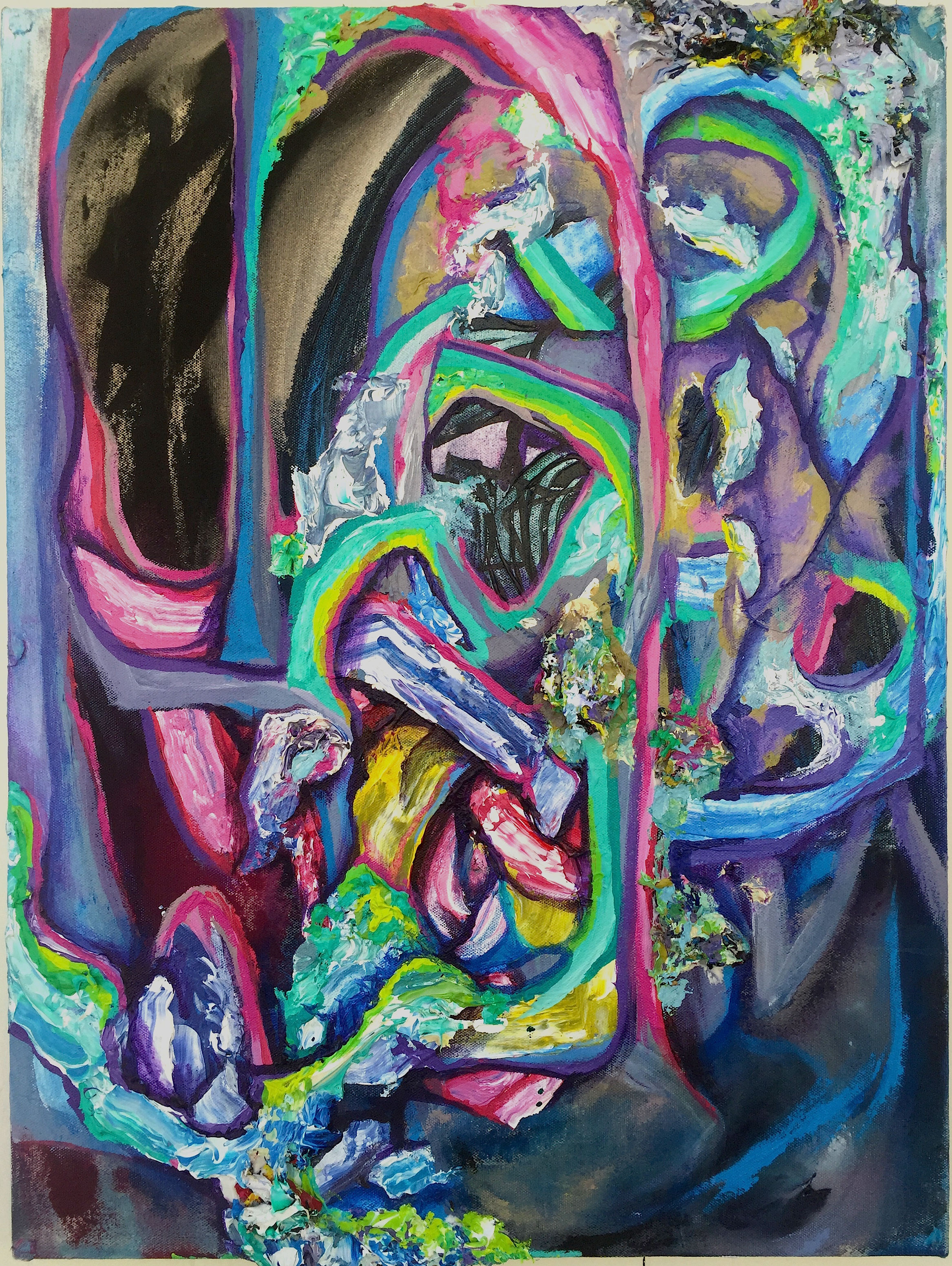 Voided Cascade, Acrylic on Canvas, 24" x 18", 2016