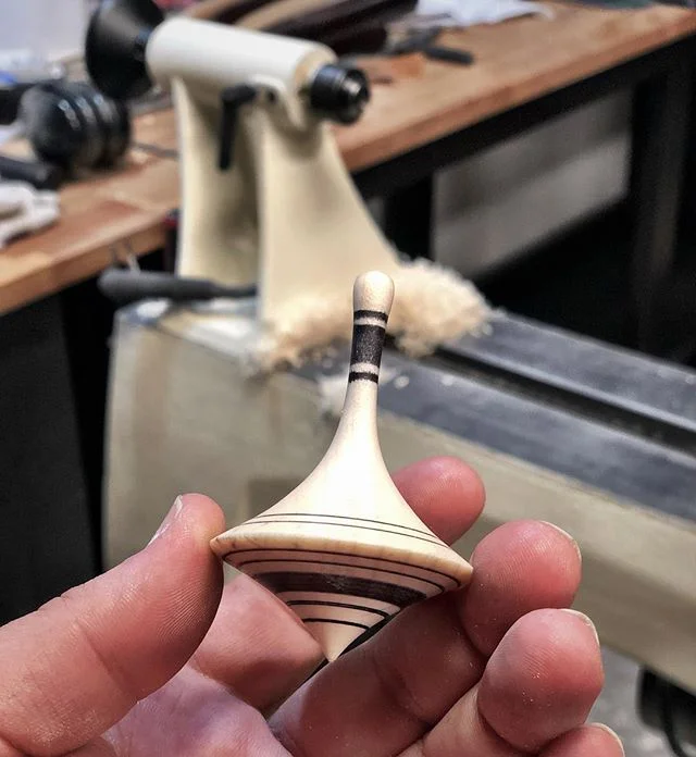 Playing around on the #lathe, doing a little #woodturning #spinningtop