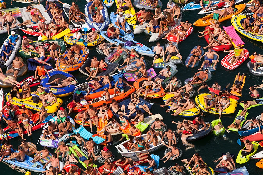 Red Bull Cliff Diving in on the shores of Lago di Garda in Malcesine, Italy.