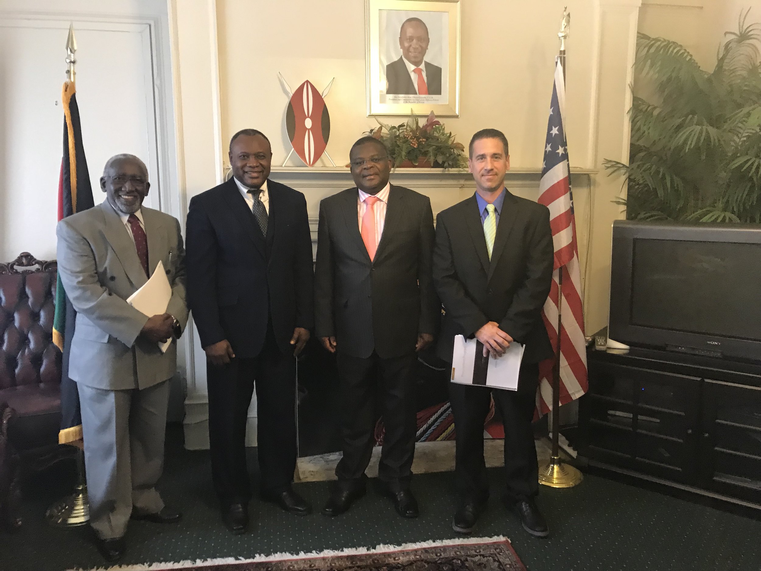 Dr. Gatabki, Thomas, His Excellency Robinson Githe, Ambassador to Kenya, and Brian