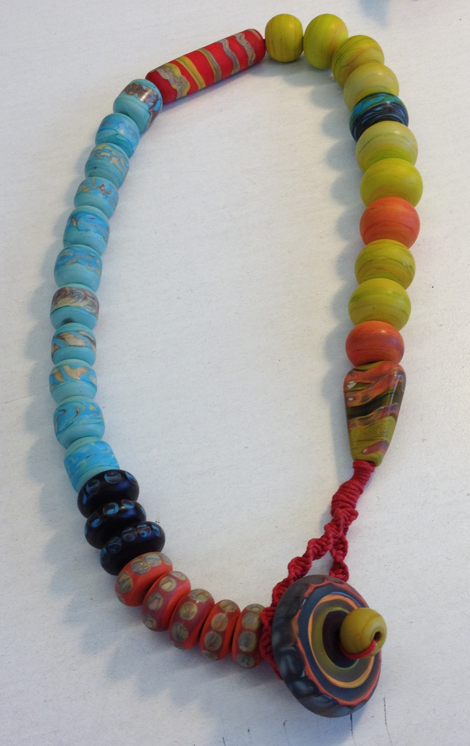 A close up of the necklace I assembled. It's not in its final form but I threw it together for the show and tell.