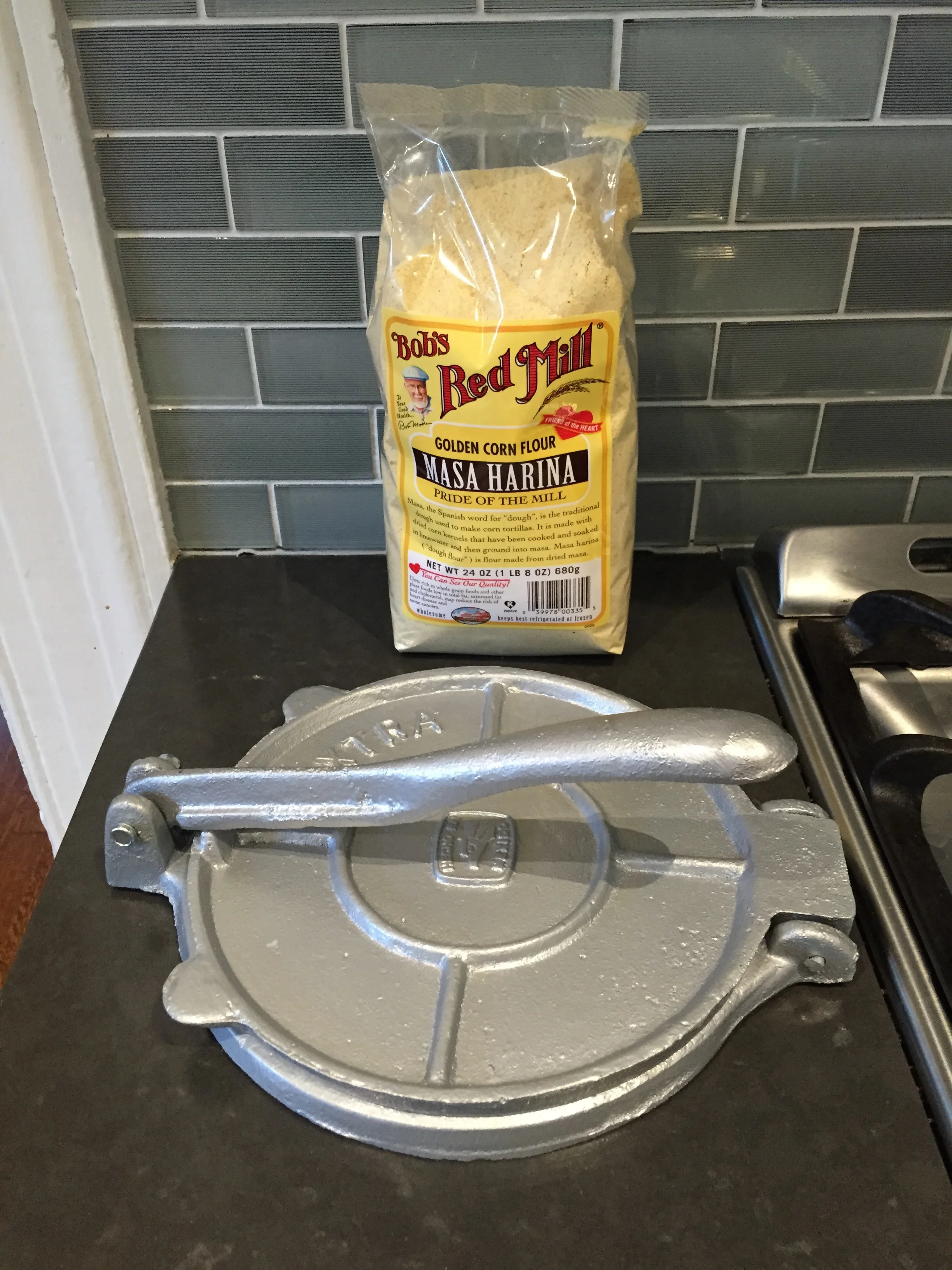 Note that the tortilla press was "hecho en Mexico"--we took that as a good sign