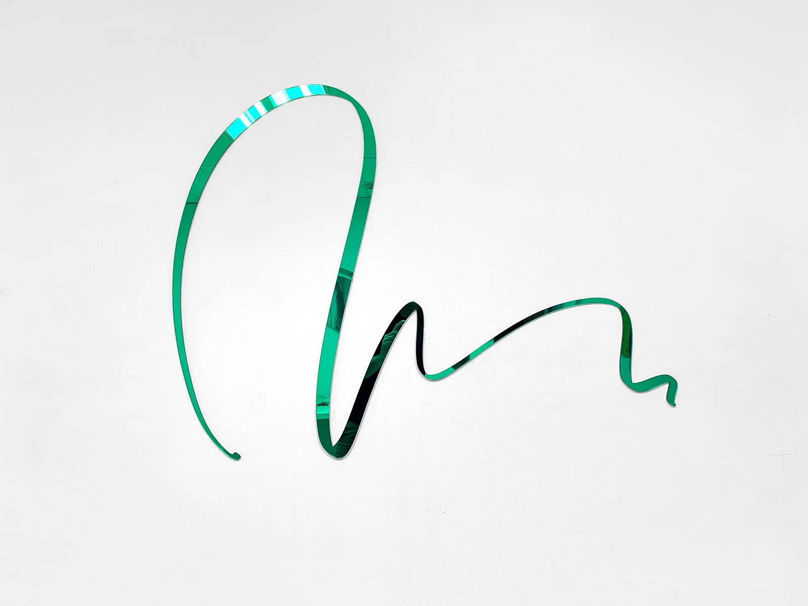 Line Sculpture, Emerald Green Mirror, 55"x48"