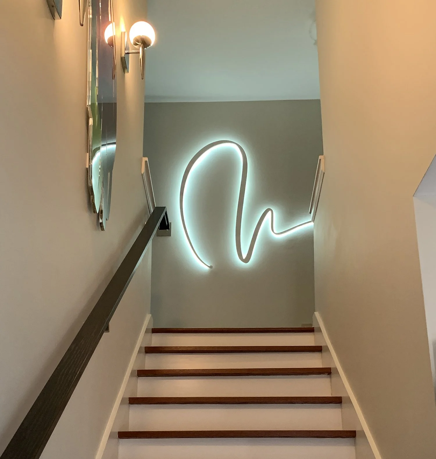 Illuminated White Line Wall Sculpture 1, 60"x48"x.5", Sintra with Dibond backing with LED backed lighting, 2021 - Price upon request