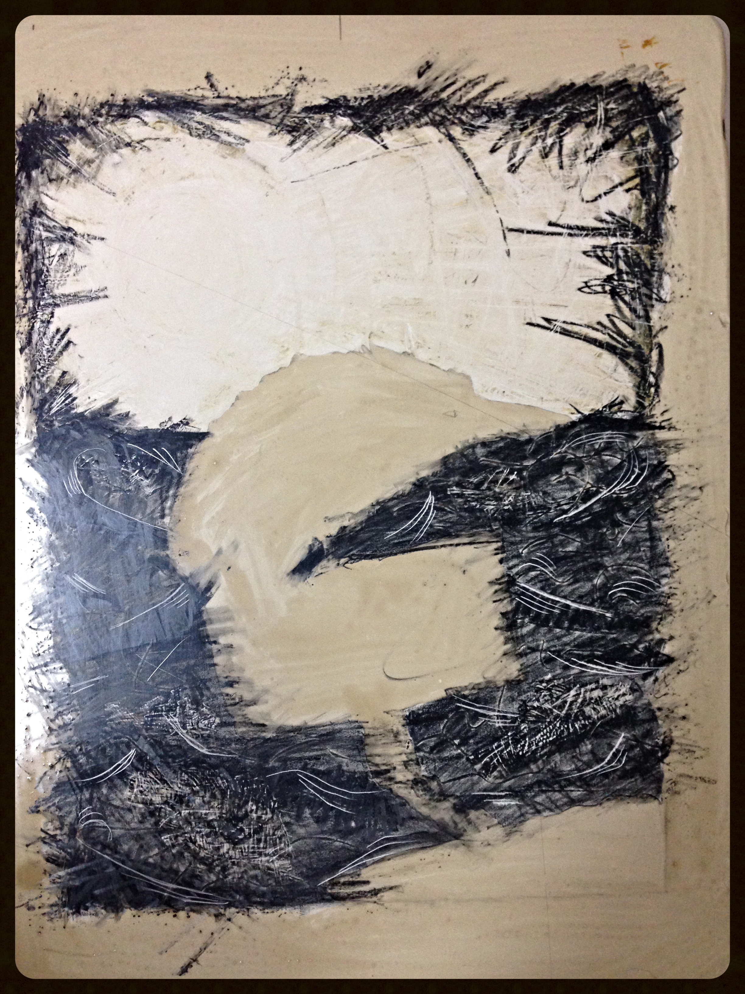 Gum arabic blocks out the area where bird will be printed.