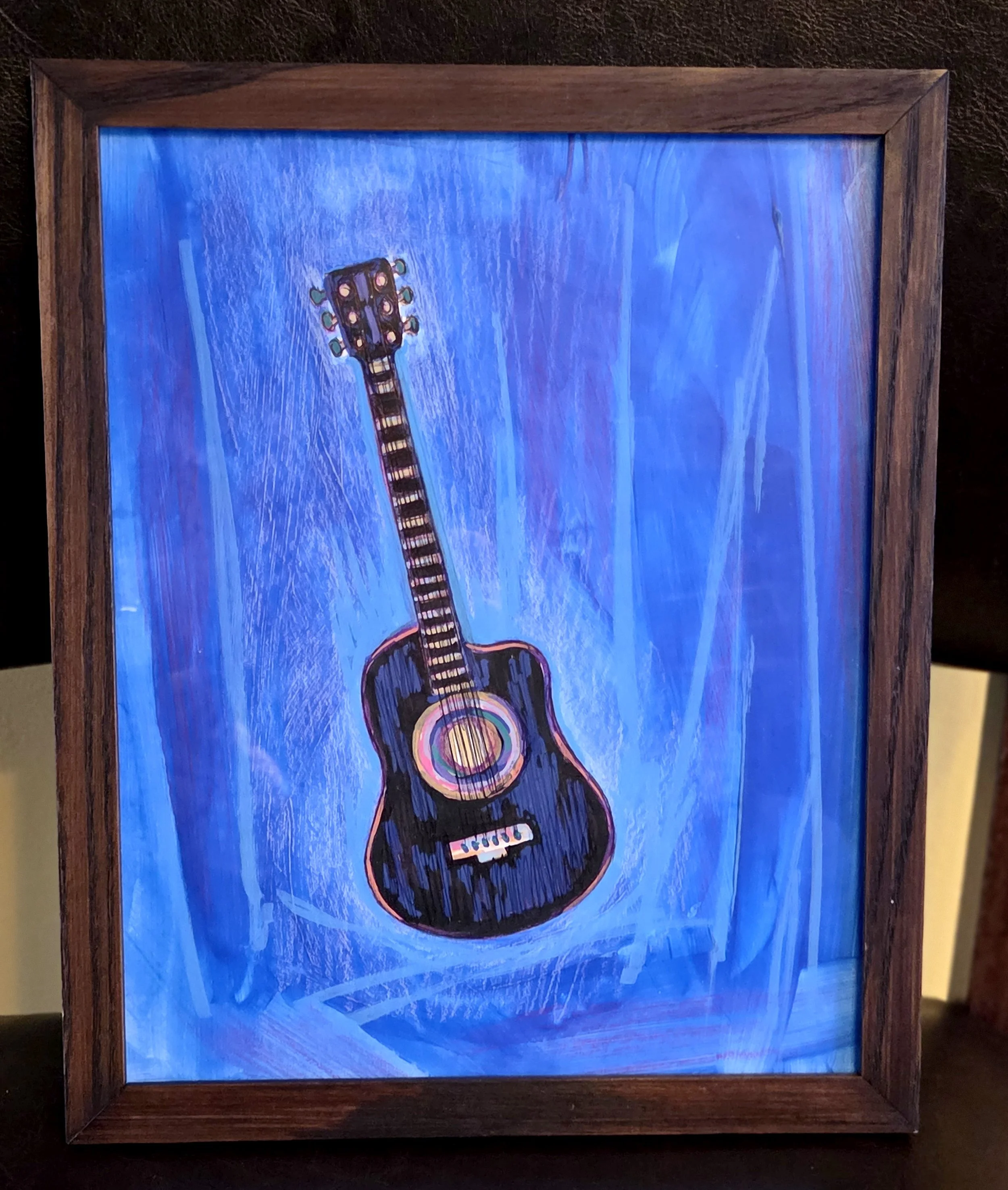Acoustic Blues 9 x 11" Acrylic, Ink, on Paper 2026 $60
