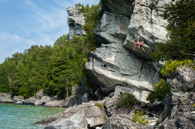 Jared Nelson on Lorelai 5.12c at Lion's Head, On