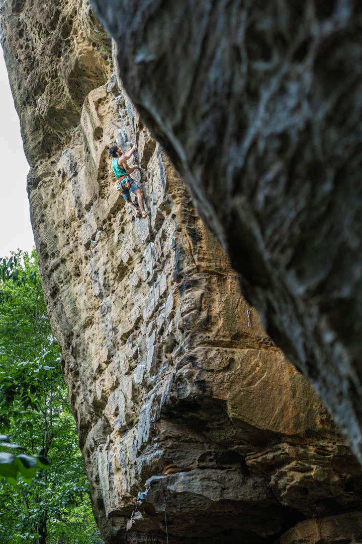 Ian waltzing up, “Toker,” at Bob Marley Crag.