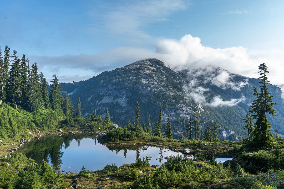 One of the Trio of Lakes on Mt. Ossa in gorgeous morning light.