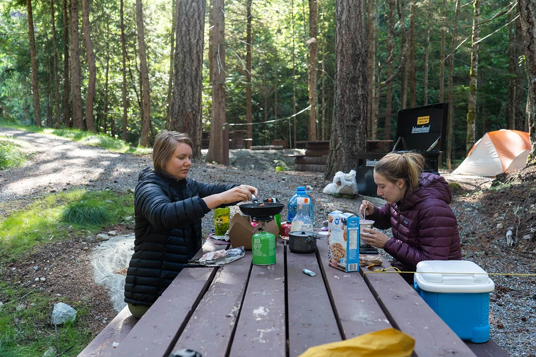 A typical morning breakfast with Kirsten and Jenn.