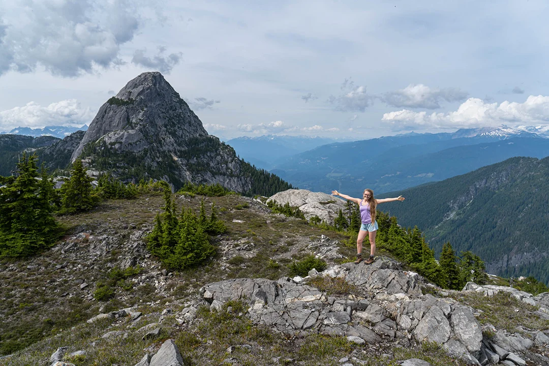 Kirsten loving life with Mt. Habrich in the background.