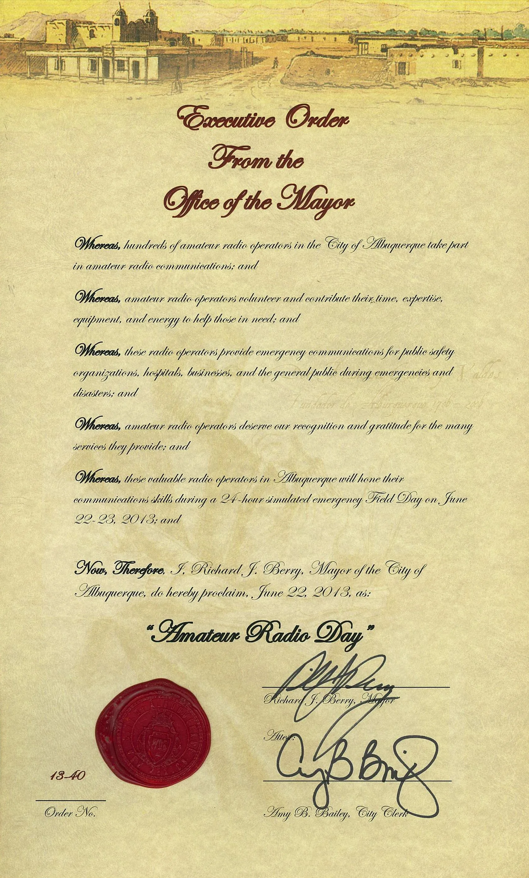 Albuquerque Mayor Berry Proclamation
