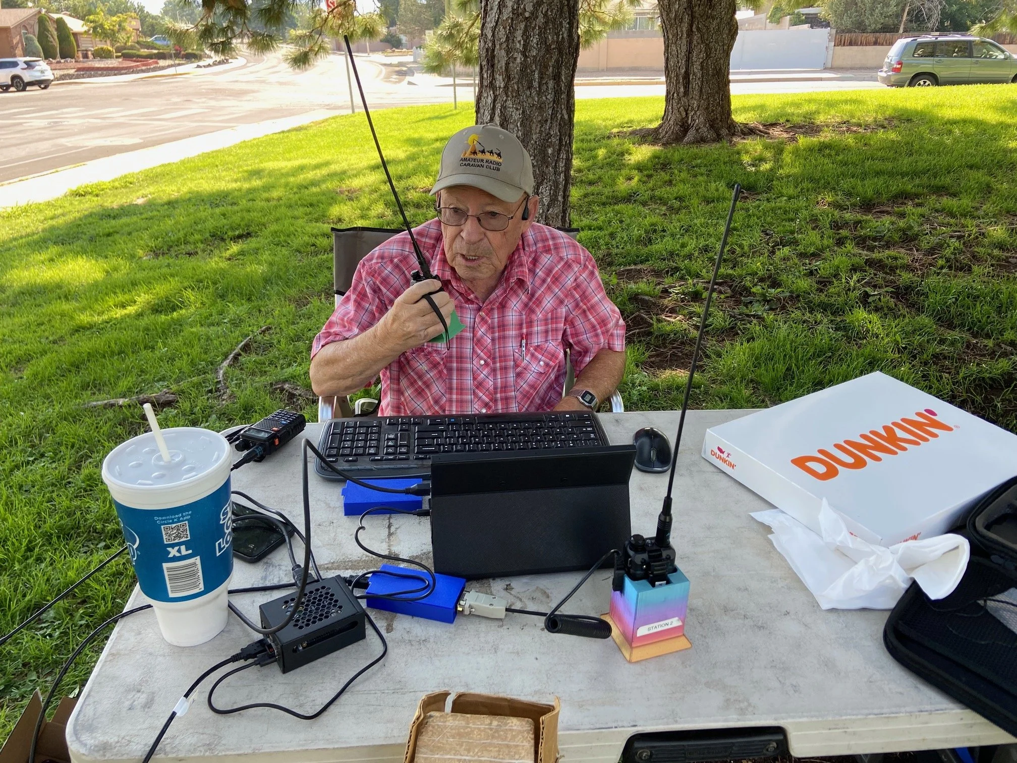 John KC5QOC testing his HT