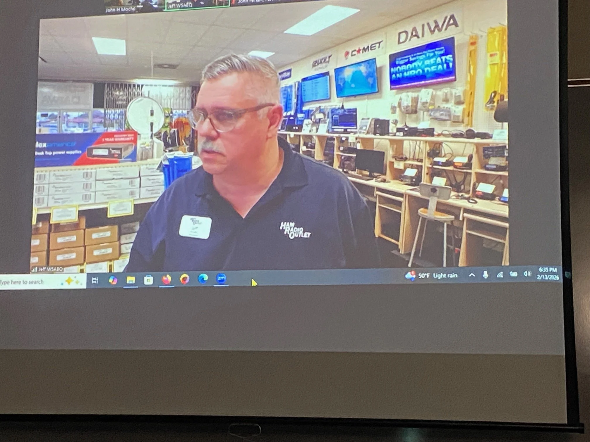 Jeff Padgett W5ABQ in his HRO store in Anaheim, CA