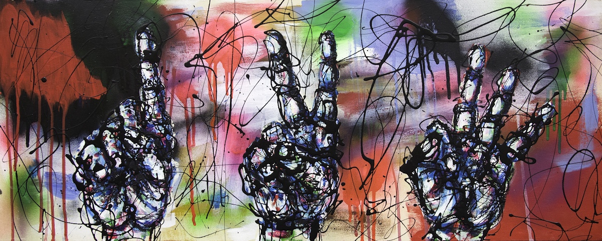 1,2,3... 12 x 32" Acrylic, Spray + Enamel on Hardboard SOLD
