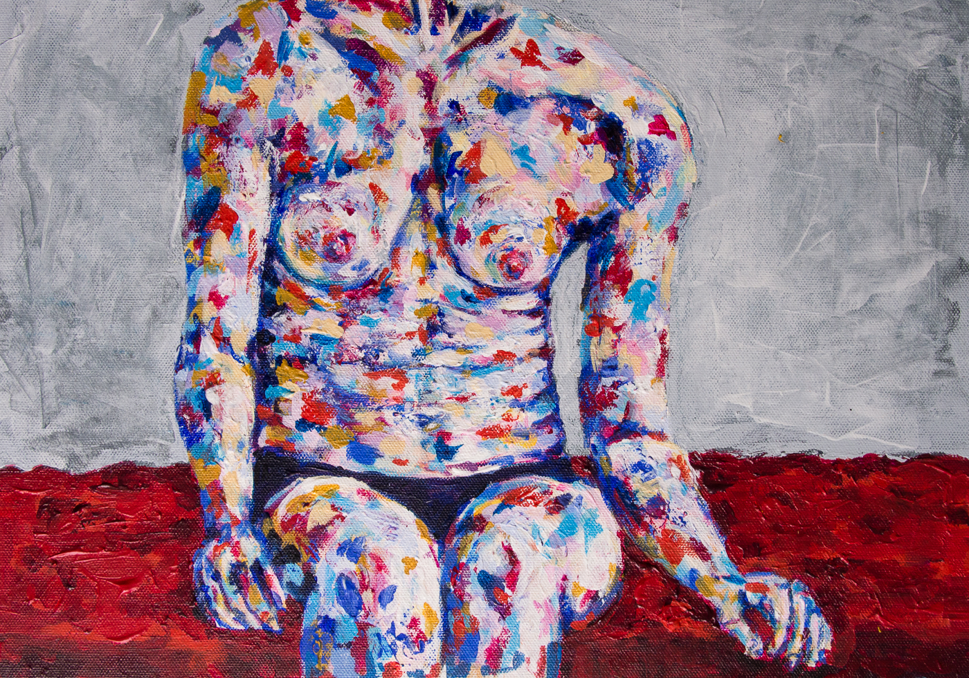 Body Folds 2 12 x 16" Acrylic on Canvas For Sale