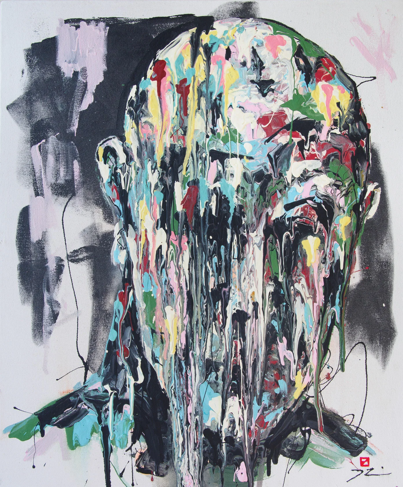 A Study in Predictable Motion #1 20 x 24" Acrylic + Latex on Canvas For Sale