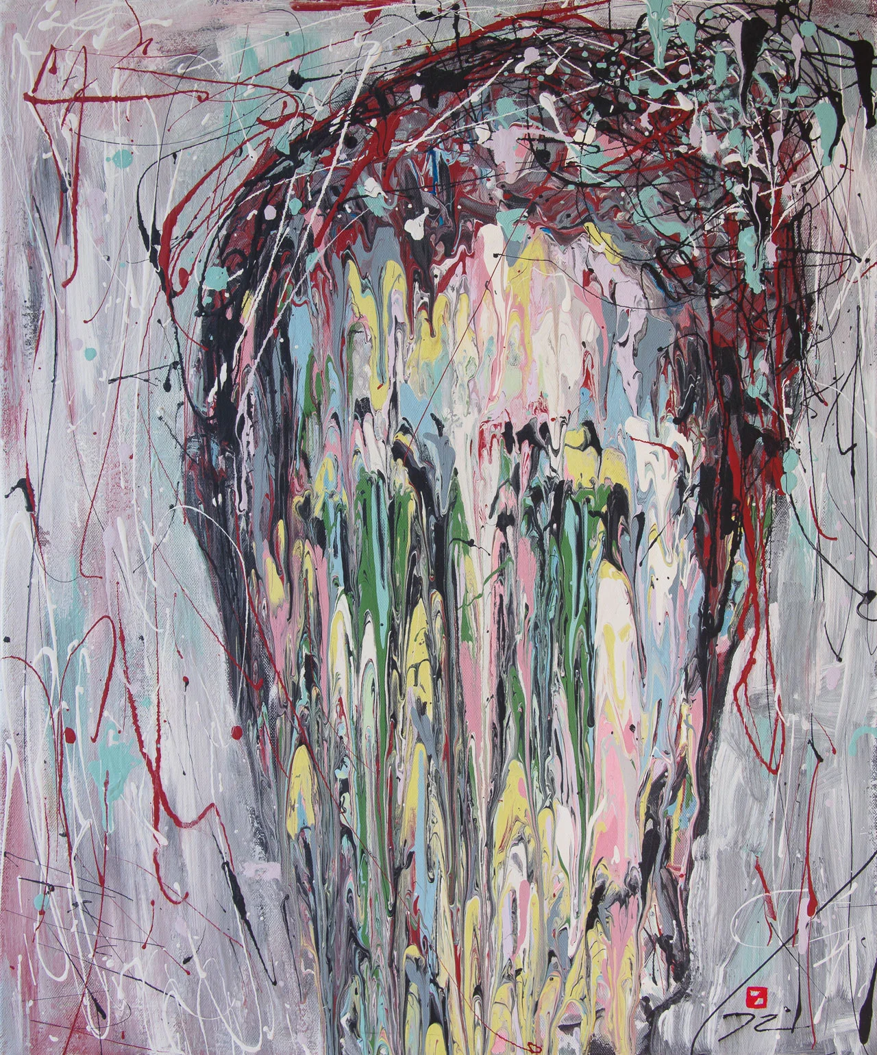 A Study in Predictable Motion #3 20 x 24" Acrylic + Latex on Canvas For Sale
