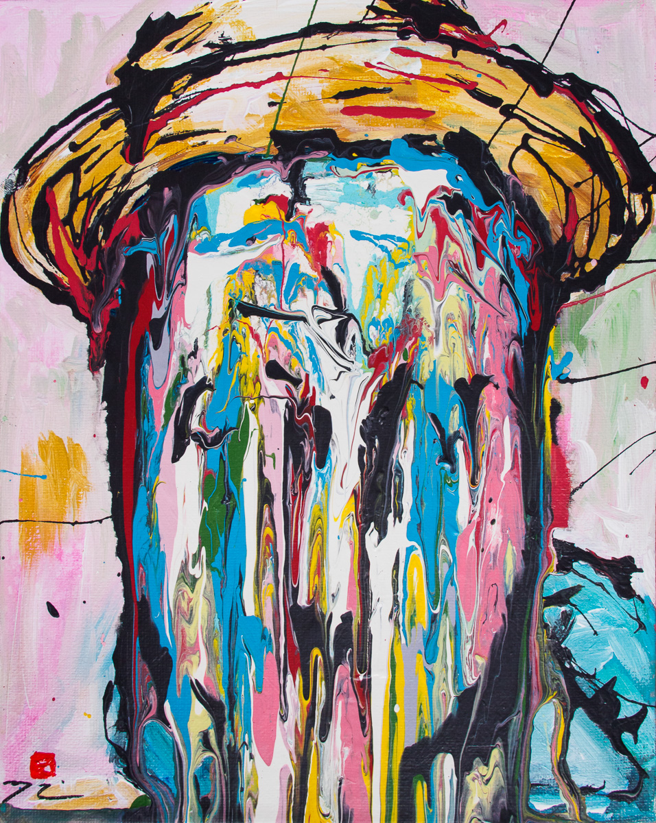 Dr. Sole 8 x 10" Acrylic + Latex on hardboard