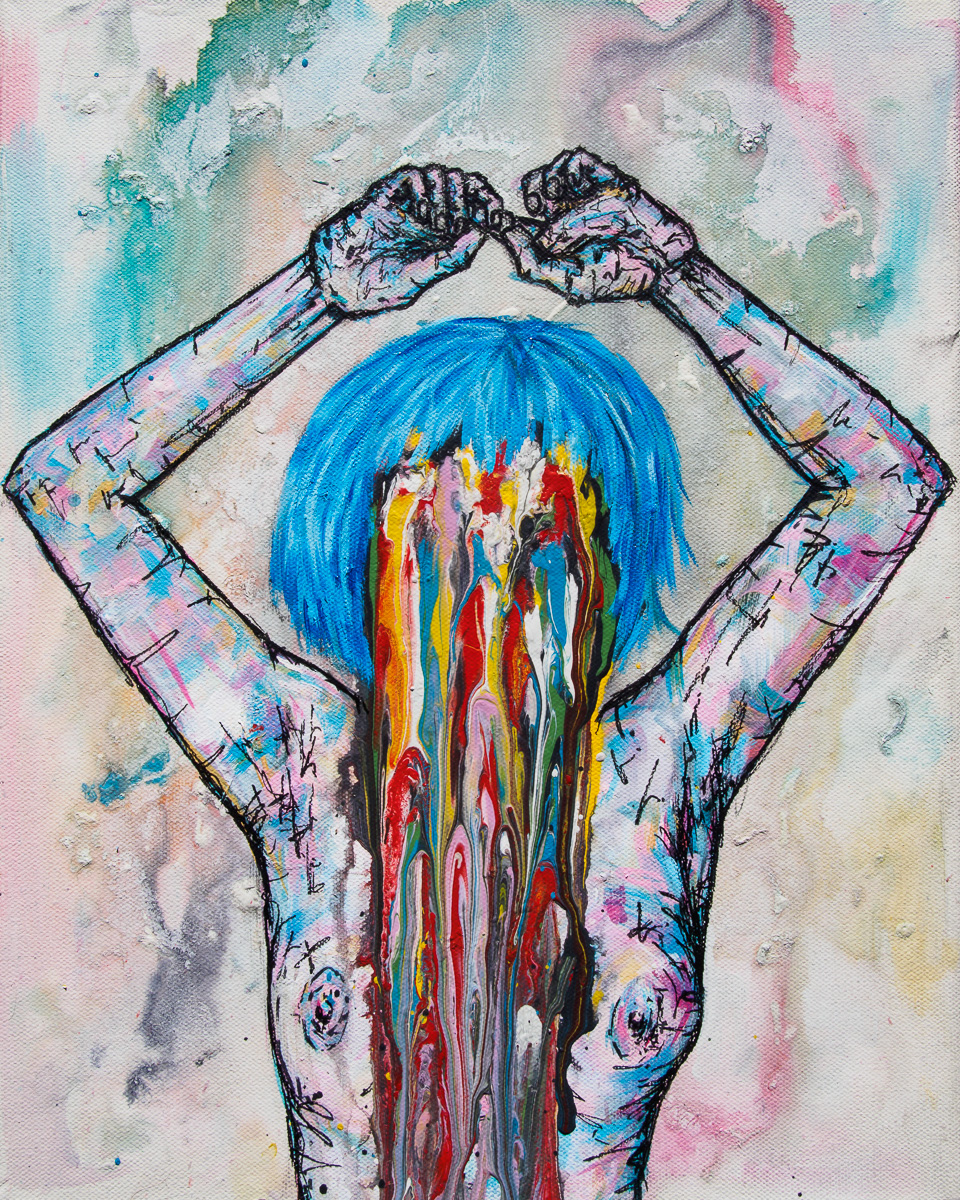 Audrey 11 x 14" Acrylic, Latex + Ink on Canvas SOLD
