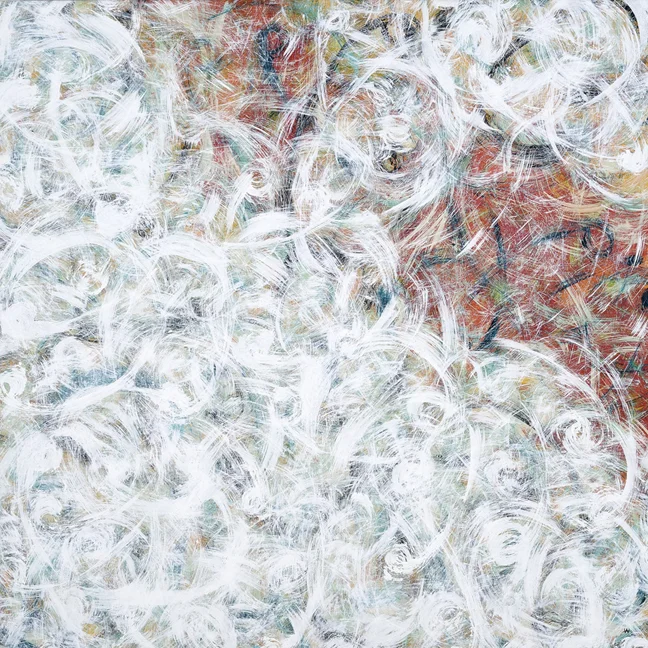 " Nouning Around In the Verb Garden " acrylic on linen, 36x36 in.