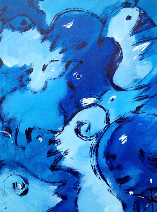 " Hammer Clouds " acrylic on linen, 32x24 in., 201