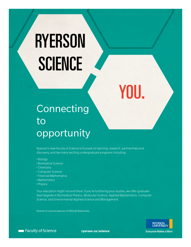 Ryerson Faculty of Science - Altitude Basecamp Sponsorship Insert Ad